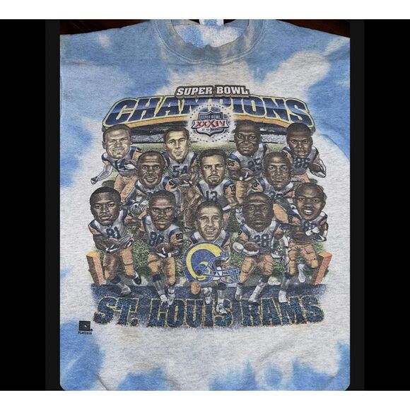 Vintage 2000 St. Louis Rams Super Bowl Champs Tie-Dye Sweater - Picture 3 of 5
